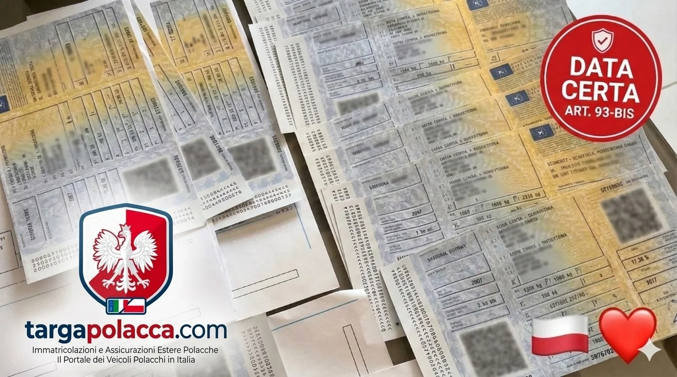documenti targa polacca data certa art 93 bis scudo legale conducente